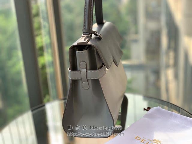 DELVAUX女包 比利時品牌 Tempete手袋 柔軟牛皮 德爾沃女手提包 中號手拎包 Delvaux單肩斜挎包 TP0028拼色灰  fcs1230